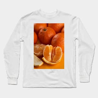 Oranges on a yellow background Long Sleeve T-Shirt